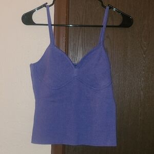 Monrow Purple Fitted Bustier Knit Tank Top
